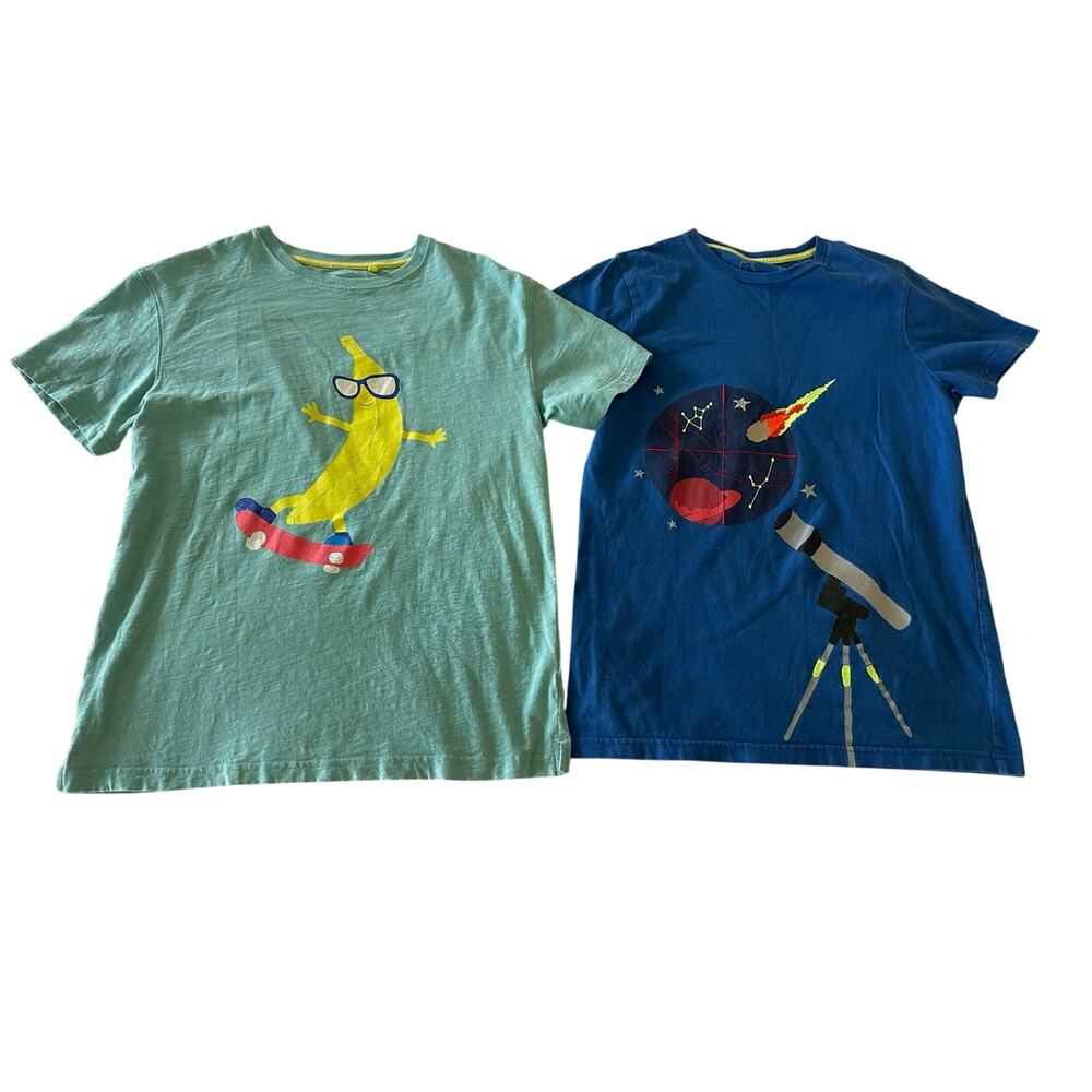Mini Boden 2pc Lot Boys Tops 11 12 Banana Space Telescope